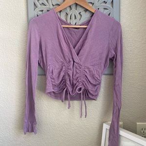 Purple Long Sleeve Crop Top